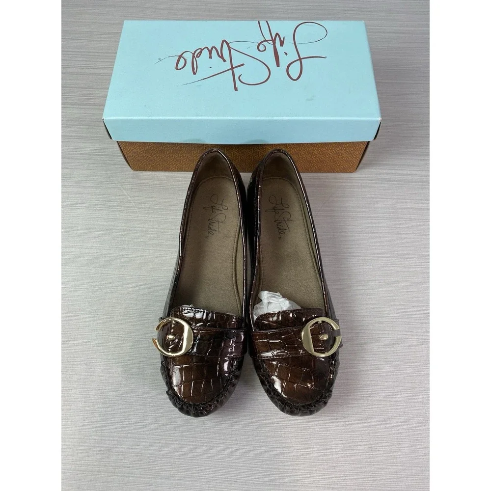 LifeStride‎ Women's Loafers Size 9.5 M Croc Print Equilla Brown